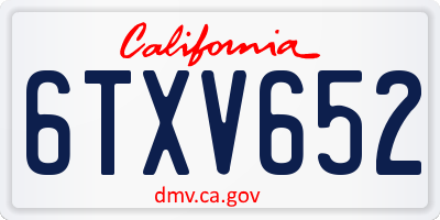 CA license plate 6TXV652