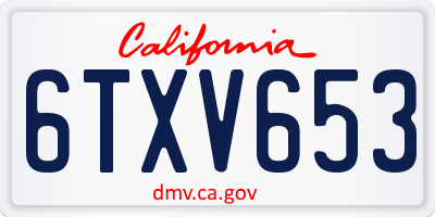 CA license plate 6TXV653