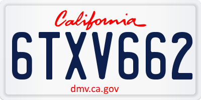 CA license plate 6TXV662