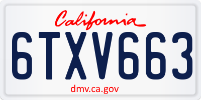 CA license plate 6TXV663