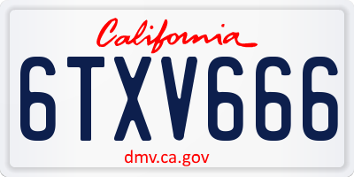 CA license plate 6TXV666