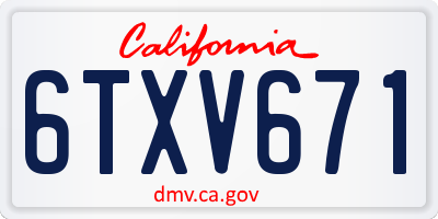 CA license plate 6TXV671