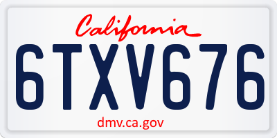 CA license plate 6TXV676