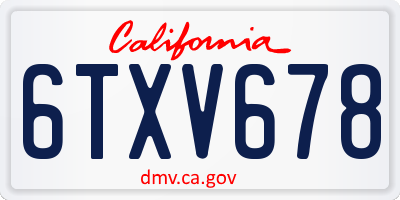 CA license plate 6TXV678