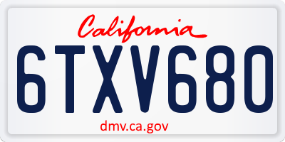 CA license plate 6TXV680