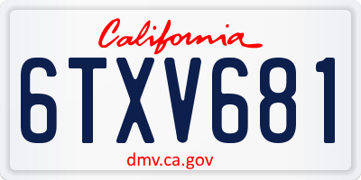 CA license plate 6TXV681