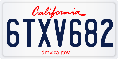 CA license plate 6TXV682