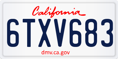 CA license plate 6TXV683