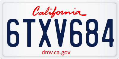 CA license plate 6TXV684