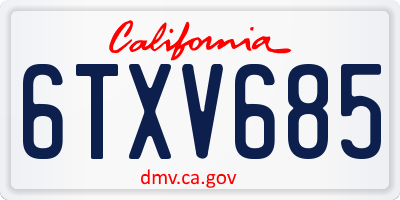 CA license plate 6TXV685