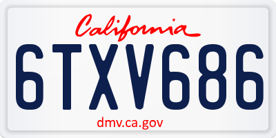 CA license plate 6TXV686