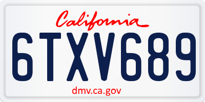 CA license plate 6TXV689