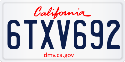 CA license plate 6TXV692
