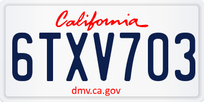 CA license plate 6TXV703