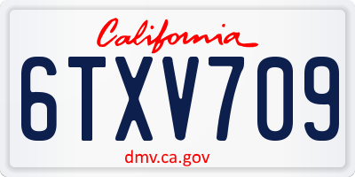 CA license plate 6TXV709