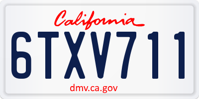 CA license plate 6TXV711