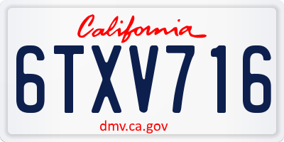 CA license plate 6TXV716