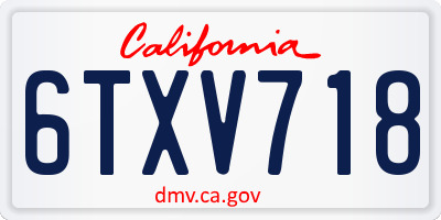 CA license plate 6TXV718