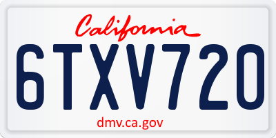 CA license plate 6TXV720