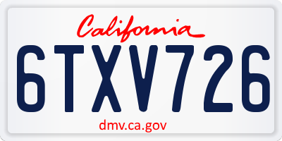 CA license plate 6TXV726