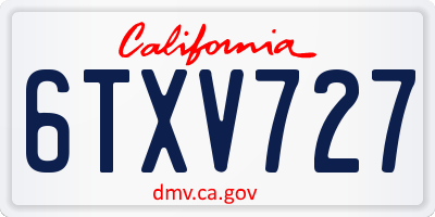 CA license plate 6TXV727