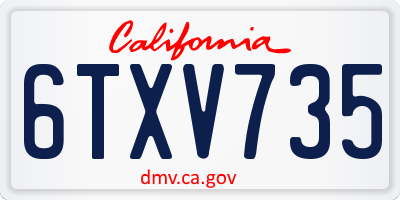 CA license plate 6TXV735