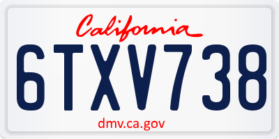 CA license plate 6TXV738