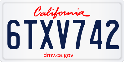 CA license plate 6TXV742