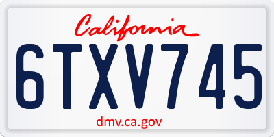CA license plate 6TXV745