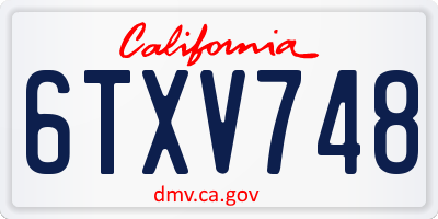 CA license plate 6TXV748
