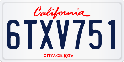 CA license plate 6TXV751