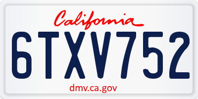 CA license plate 6TXV752