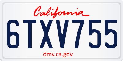 CA license plate 6TXV755