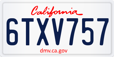 CA license plate 6TXV757