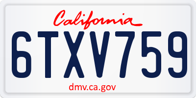 CA license plate 6TXV759