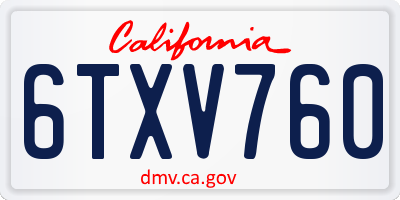 CA license plate 6TXV760
