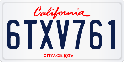CA license plate 6TXV761