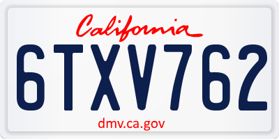 CA license plate 6TXV762