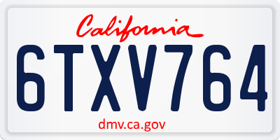 CA license plate 6TXV764