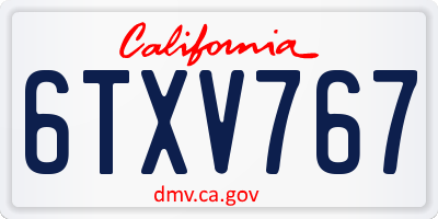 CA license plate 6TXV767