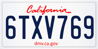 CA license plate 6TXV769