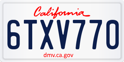 CA license plate 6TXV770