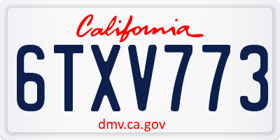 CA license plate 6TXV773