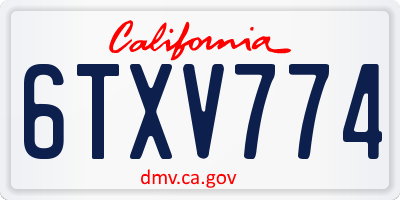 CA license plate 6TXV774