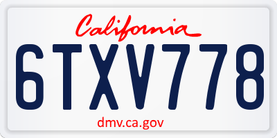 CA license plate 6TXV778