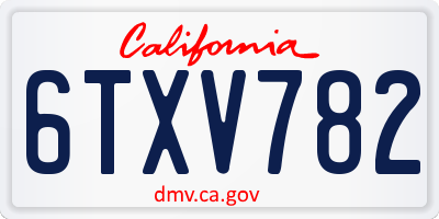 CA license plate 6TXV782