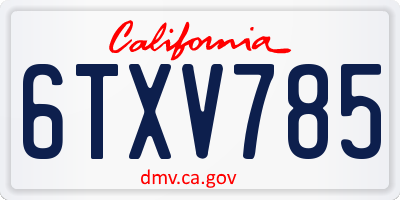 CA license plate 6TXV785