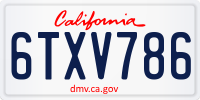 CA license plate 6TXV786
