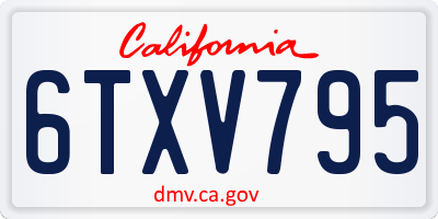 CA license plate 6TXV795