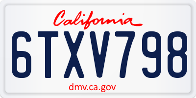 CA license plate 6TXV798